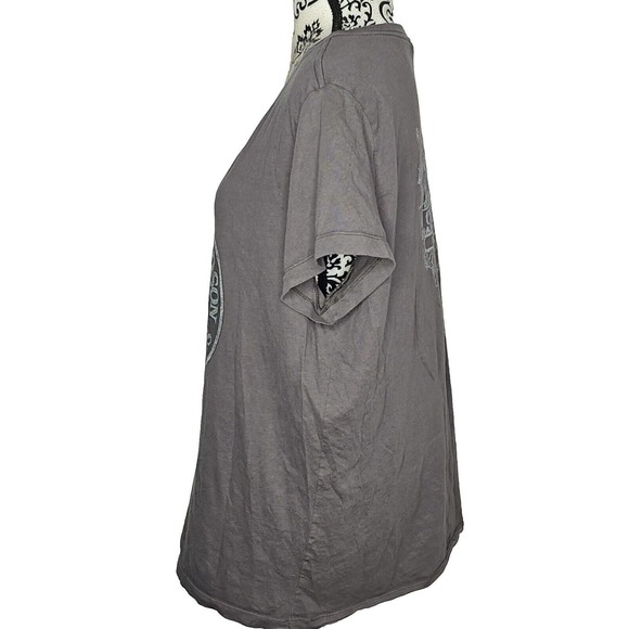 Harley-Davidson T-Shirt Skull V Neck Gray Plus Size 2X Okoboji Iowa - Picture 2 of 8